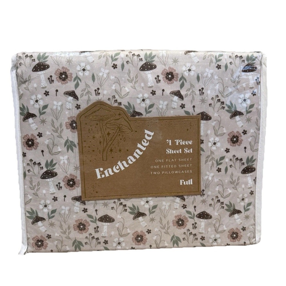 Enchanted‎ Mushroom Floral Whimsical 4-Piece Sheet Set, Full